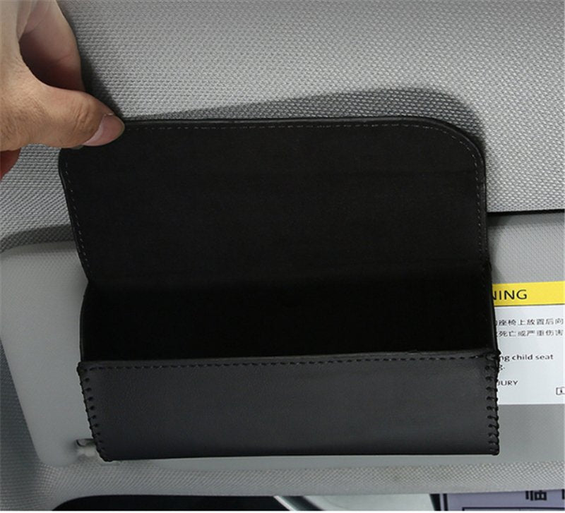 Car Hand-sewn Glasses Case Sun Visor Storage Box