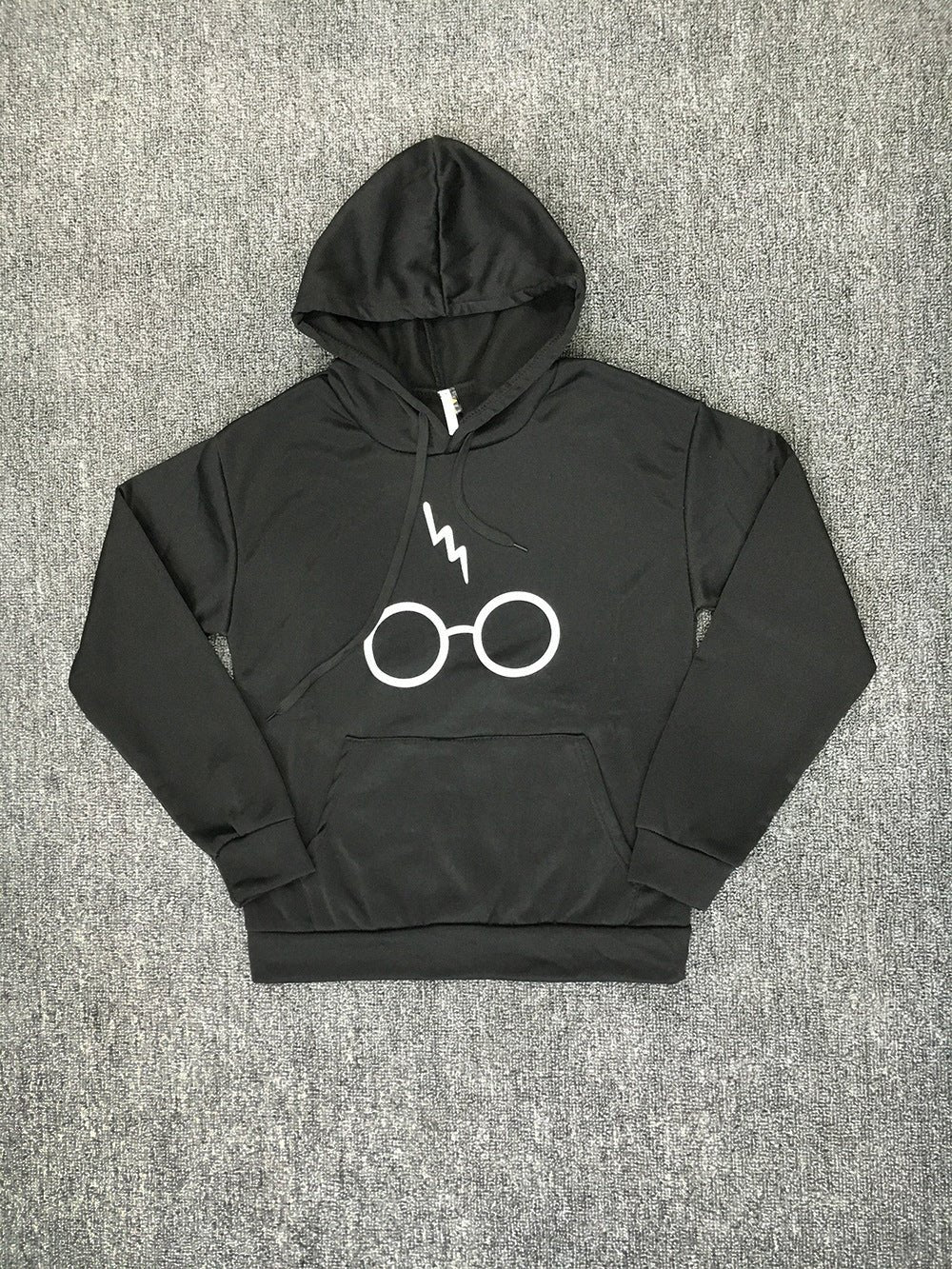 Cartoon Eyes Pattern Letter Print Hooded Long-sleeved Sweater