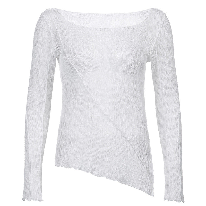 Diagonal Off-shoulder Perspective Long-sleeved Comfortable Blouse Women