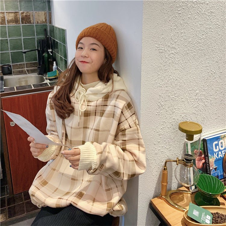 Fake Two Piece Blouse Women Plus Velvet Sweater Pullover