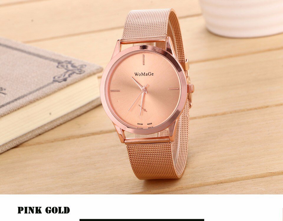 Fashion Alloy Belt Mesh Watch Unisex women&