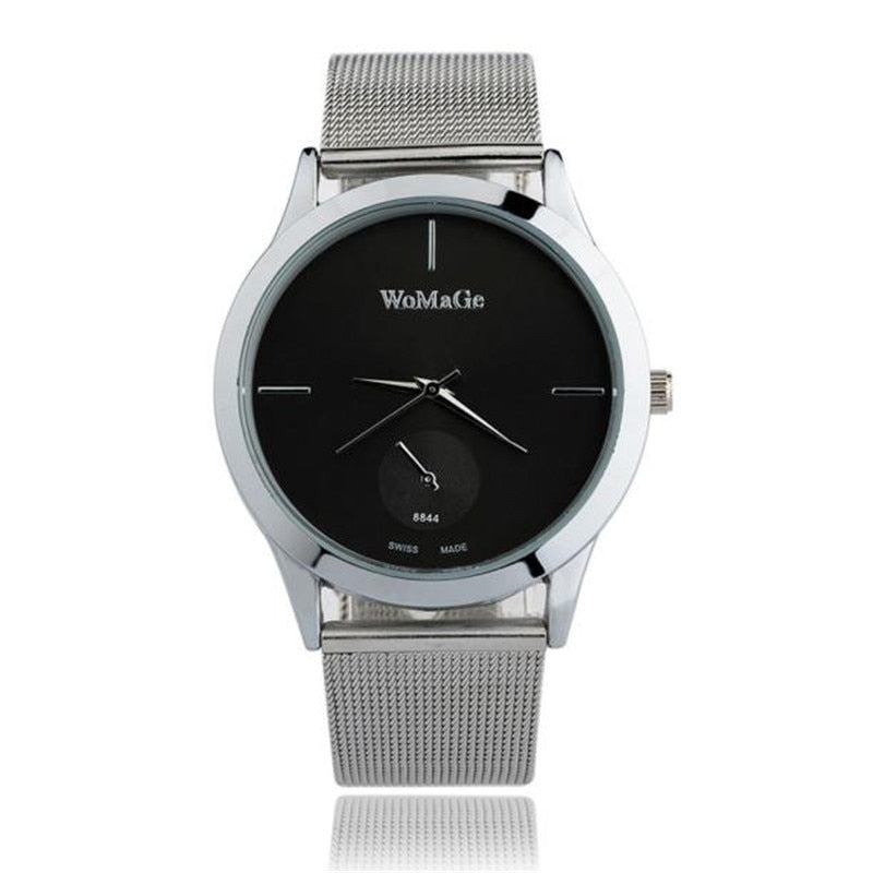 Fashion Alloy Belt Mesh Watch Unisex women&