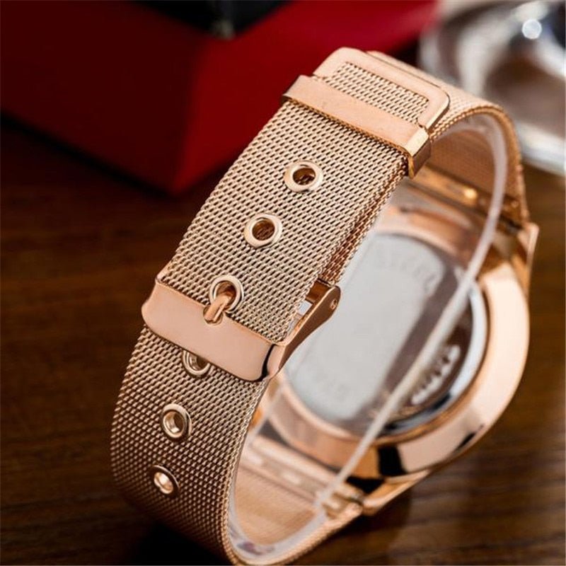 Fashion Alloy Belt Mesh Watch Unisex women&