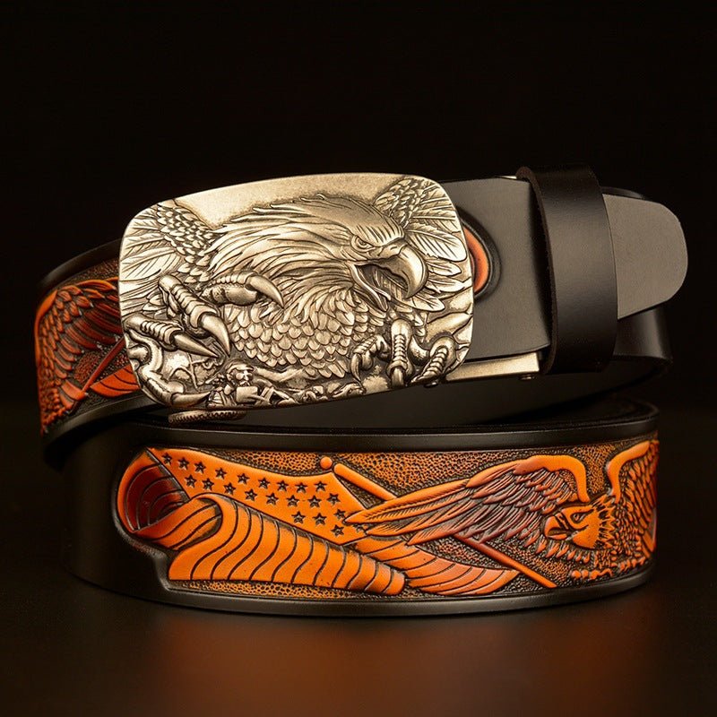 Fashion Temperament Eagle Head Automatic Buckle Men&