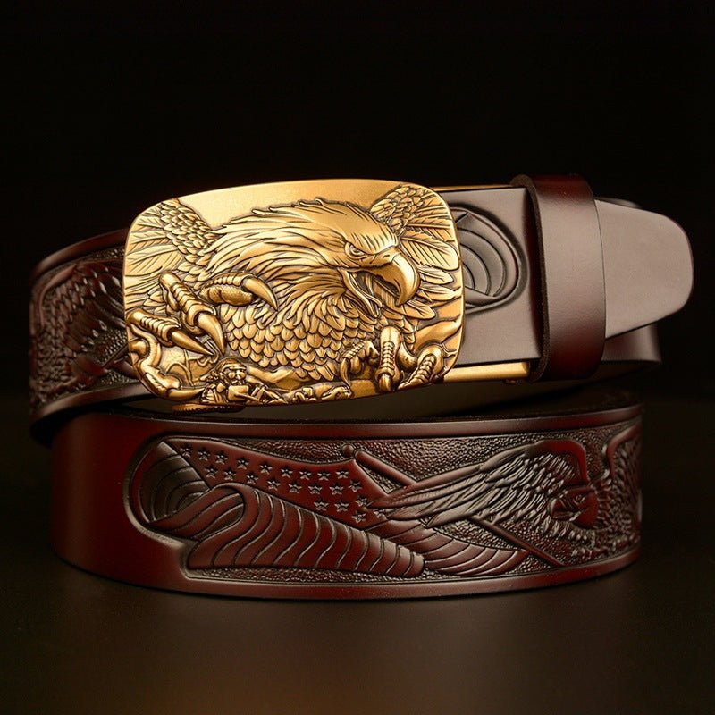 Fashion Temperament Eagle Head Automatic Buckle Men&