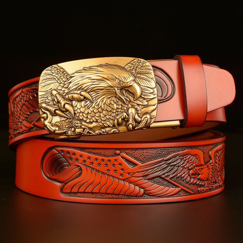 Fashion Temperament Eagle Head Automatic Buckle Men&