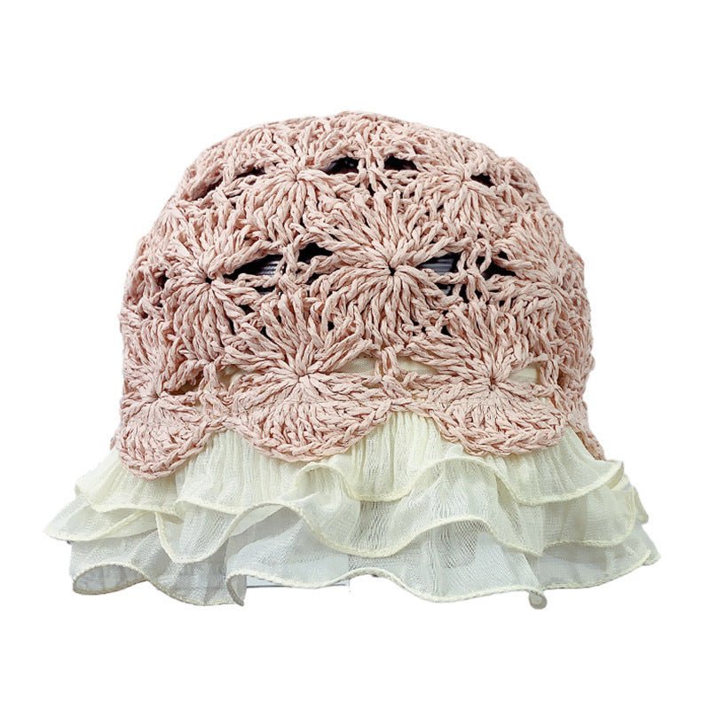 Handwoven Ruffled Lace Cutout Fisherman Hat