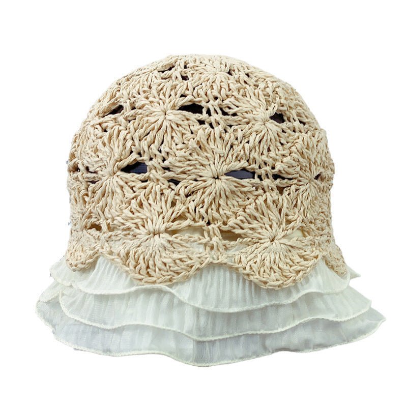 Handwoven Ruffled Lace Cutout Fisherman Hat
