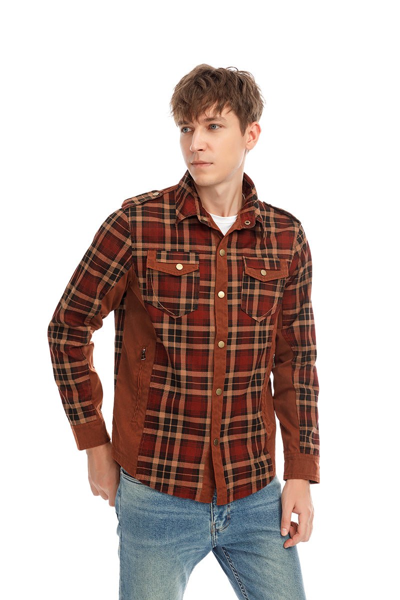 Men Plaid Jacket Casual Autumn Winter Jacket Men Slim Fit Jacket
