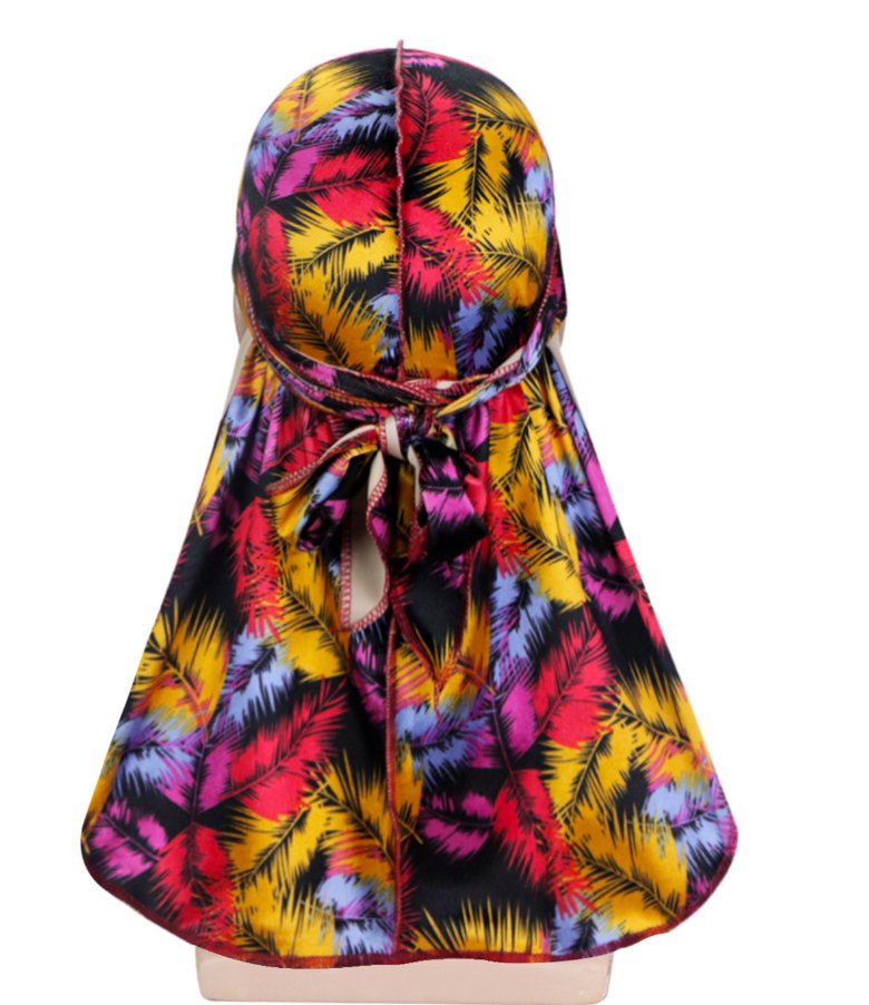 New velvet printed elastic hood hip hop Cape long tail hat