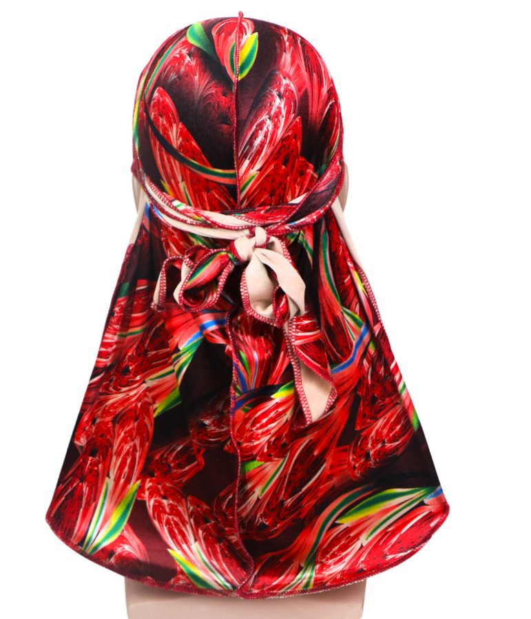 New velvet printed elastic hood hip hop Cape long tail hat