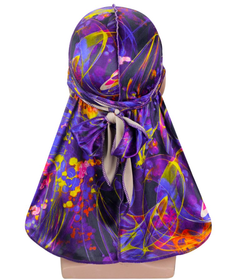 New velvet printed elastic hood hip hop Cape long tail hat