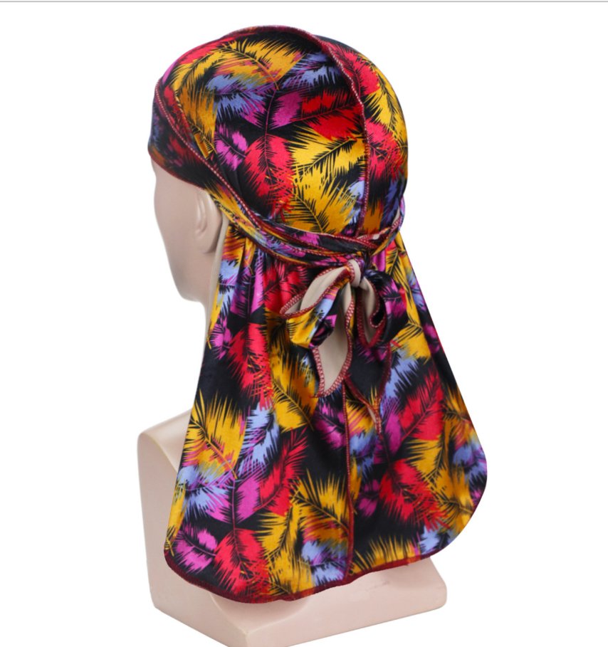 New velvet printed elastic hood hip hop Cape long tail hat