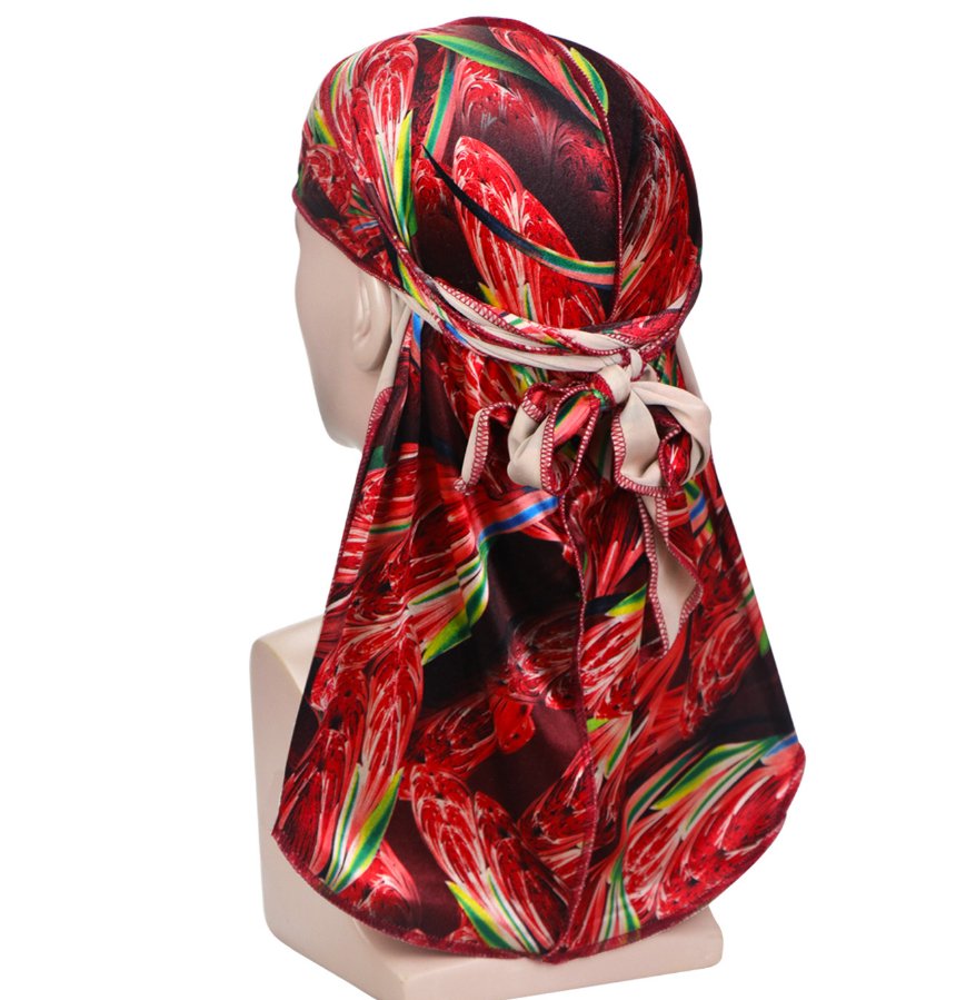 New velvet printed elastic hood hip hop Cape long tail hat