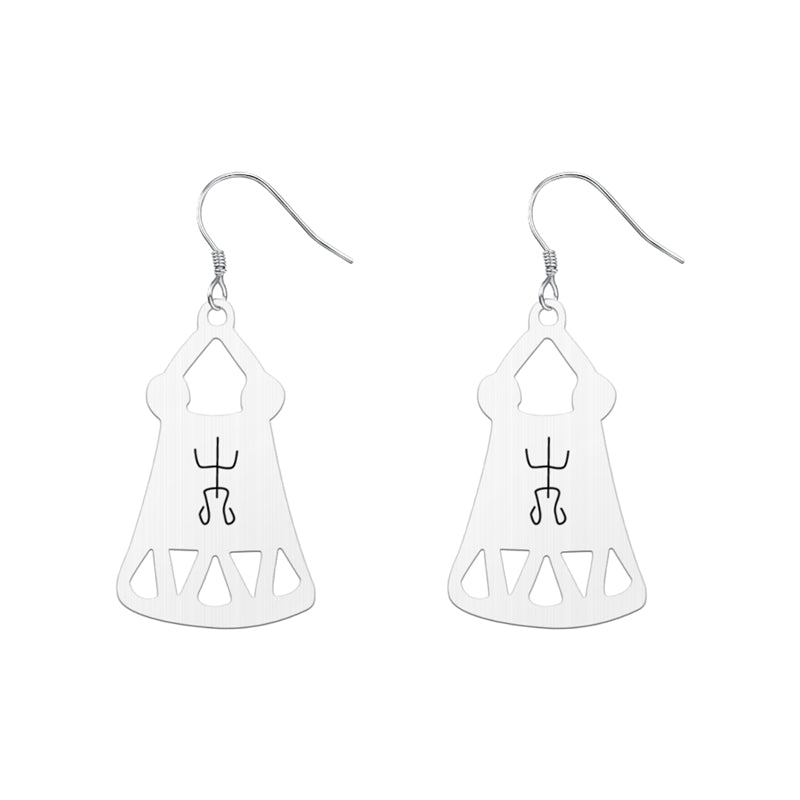 Occult Symbol Dangle Earrings Silver Plated Stainless Steel Geometric Earrings For Women Viking Jewelry