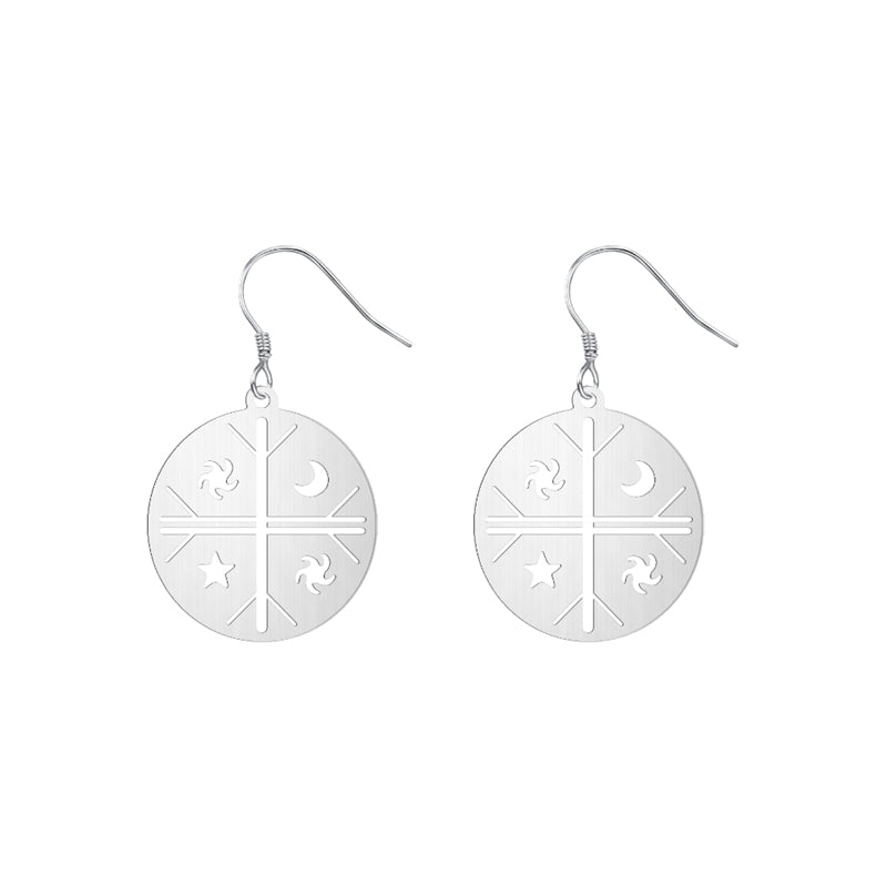 Occult Symbol Dangle Earrings Silver Plated Stainless Steel Geometric Earrings For Women Viking Jewelry