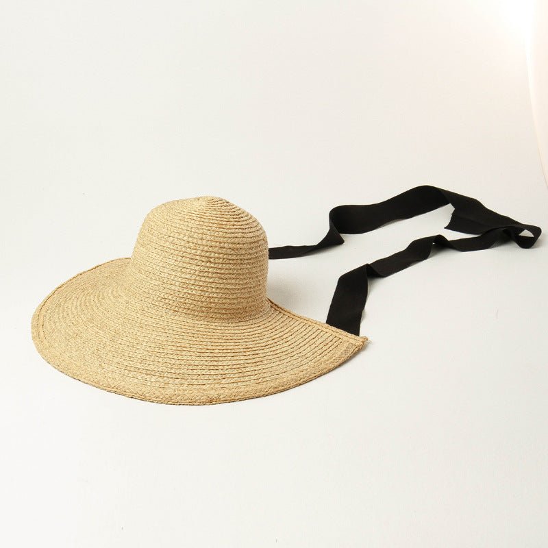 Retro Hand-woven Big Brim Raffia Loli Hat Outdoor