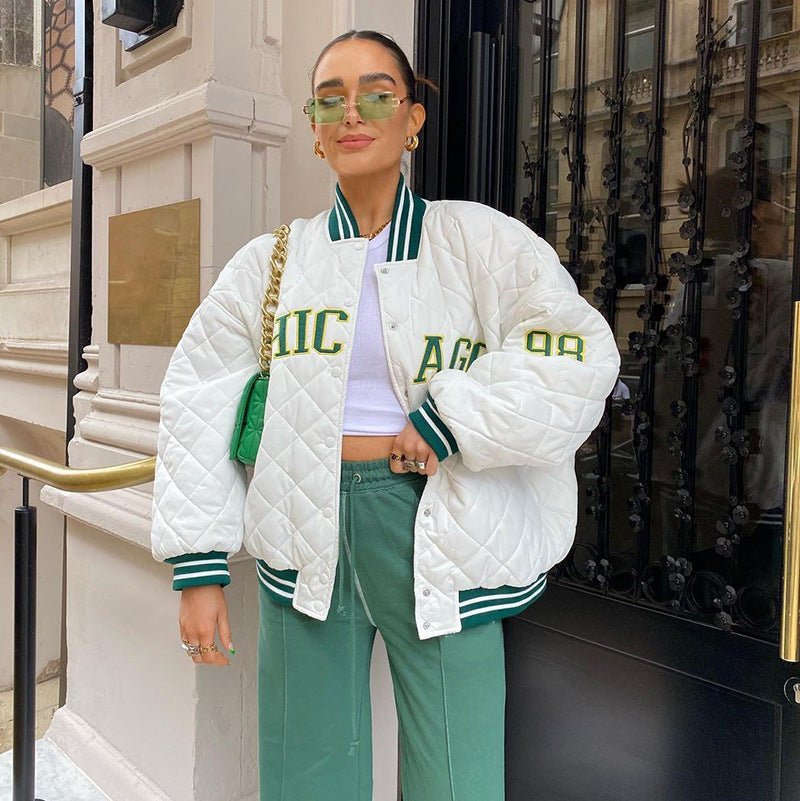 Retro Style Baseball Uniform Jacket Coat Women