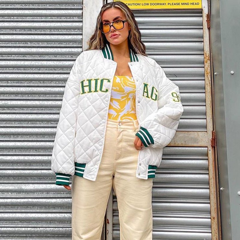 Retro Style Baseball Uniform Jacket Coat Women