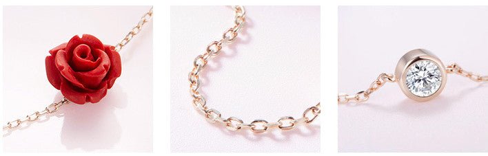 Rose flower ankle bracelet 925 silver cubic zirconia bracelet sterling silver fashion jewelry for women