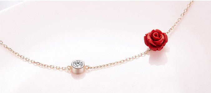 Rose flower ankle bracelet 925 silver cubic zirconia bracelet sterling silver fashion jewelry for women