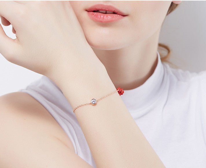 Rose flower ankle bracelet 925 silver cubic zirconia bracelet sterling silver fashion jewelry for women