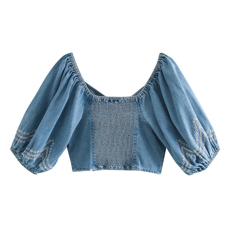 Short denim crop top