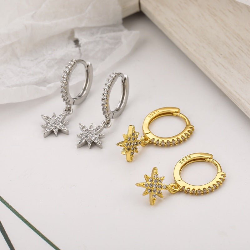 Silver Shiny Star Hoop Earrings For Women Hot Danity Gold Silver Color Party Jewelry