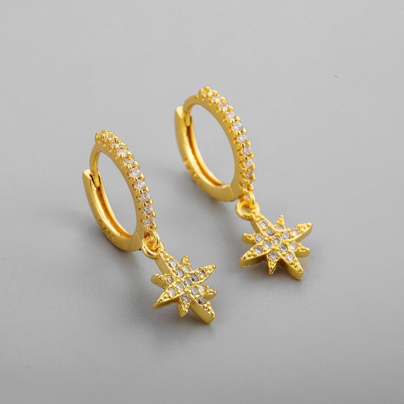 Silver Shiny Star Hoop Earrings For Women Hot Danity Gold Silver Color Party Jewelry