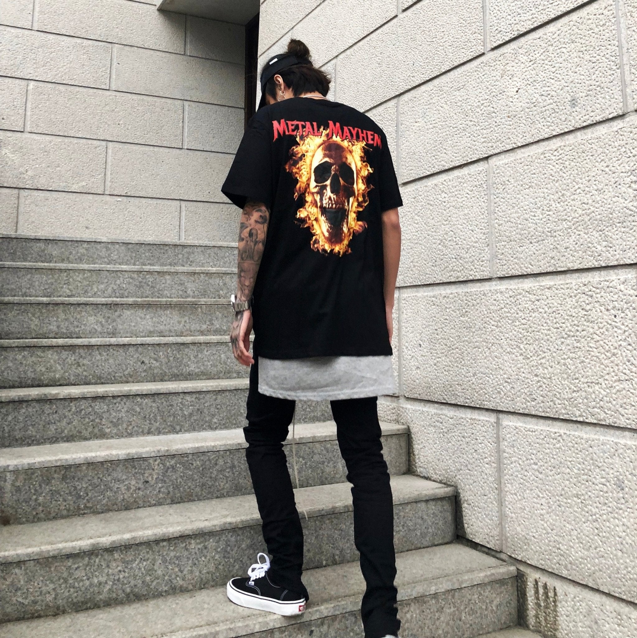 Slim drawstring zipper casual pants men