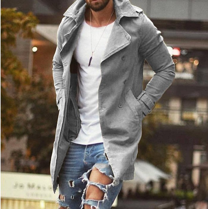 Spring Men Jacket Mid-length Slim Large Size Windbreaker Men Casual Jacket