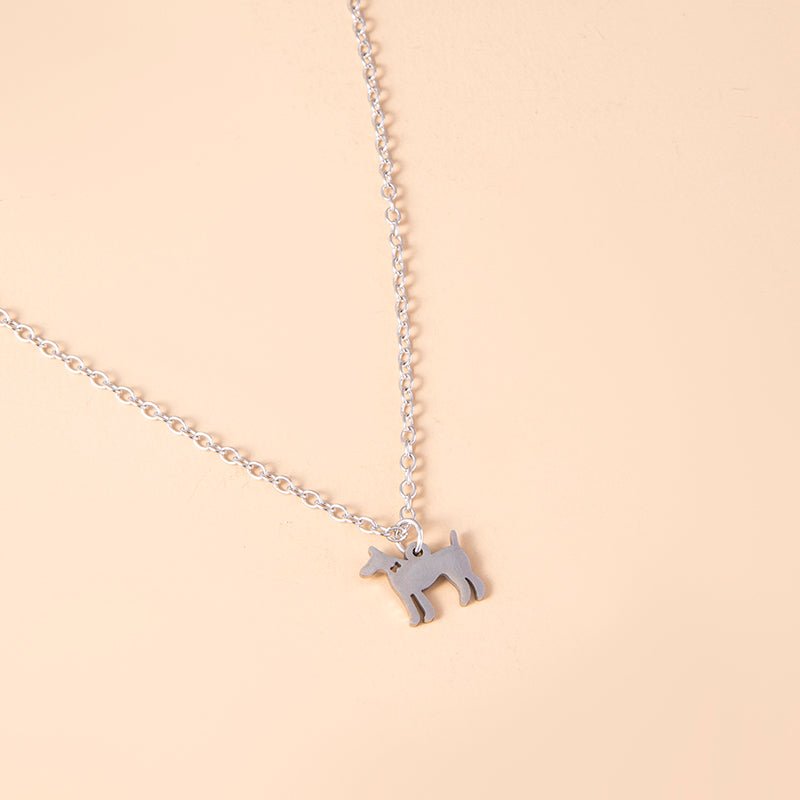 Stainless Steel Doberman Necklace Cute Animal Pet Dog Pendants Silver Chain Necklaces For Women Jewelry