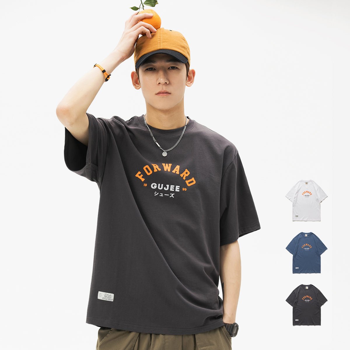 Summer Japanese Round Neck Short Sleeve T-shirt Men&