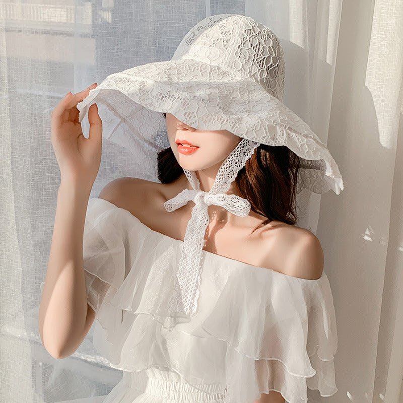 Summer Lace Up Sun Hat Seaside Beach Protection