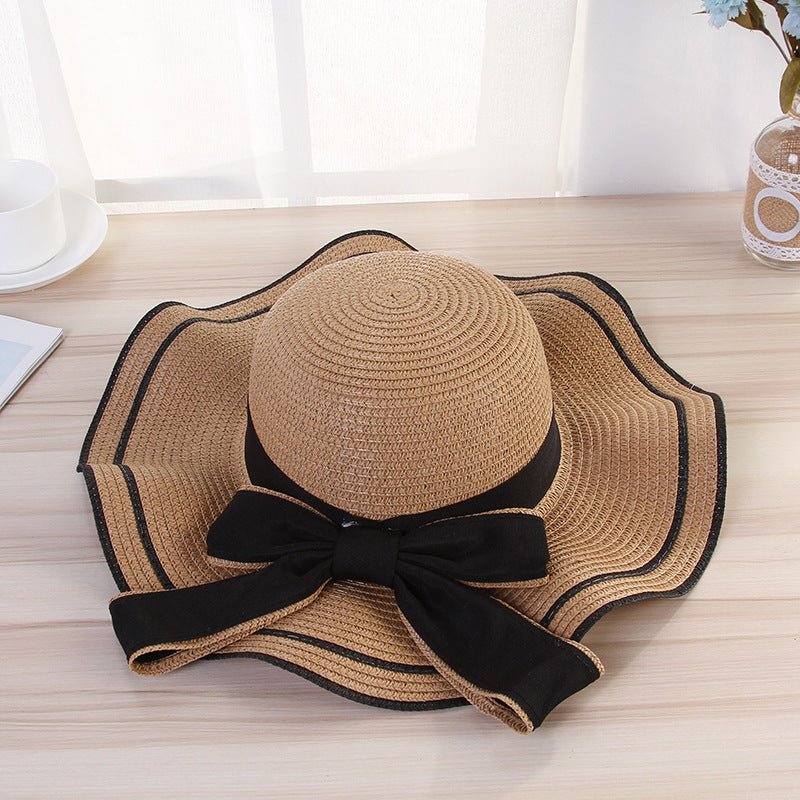 Summer Sun Hat Women Straw Hats Sunshade Panama Fashion Bow Beach Hat Foldable Travel Caps