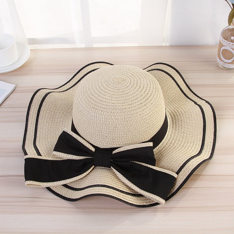 Summer Sun Hat Women Straw Hats Sunshade Panama Fashion Bow Beach Hat Foldable Travel Caps