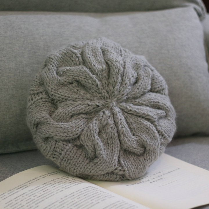 Women Handmade Woolen Hat Fashion Solid Color Warm Thick Beanie