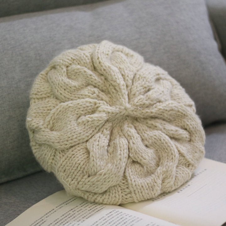 Women Handmade Woolen Hat Fashion Solid Color Warm Thick Beanie