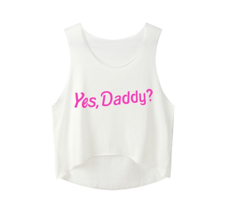 Yes Daddy Crop Tops Letters Printing Women Sleeveless Tanks Summer Funny Short Cute Tops For Girls