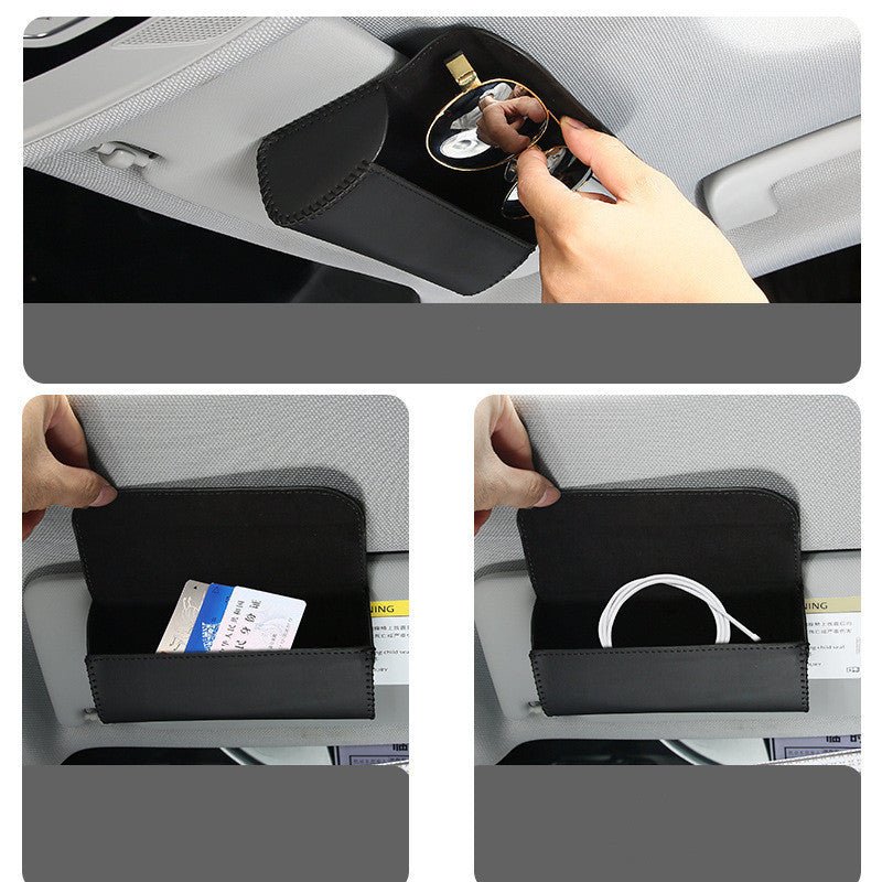 Car Hand-sewn Glasses Case Sun Visor Storage Box