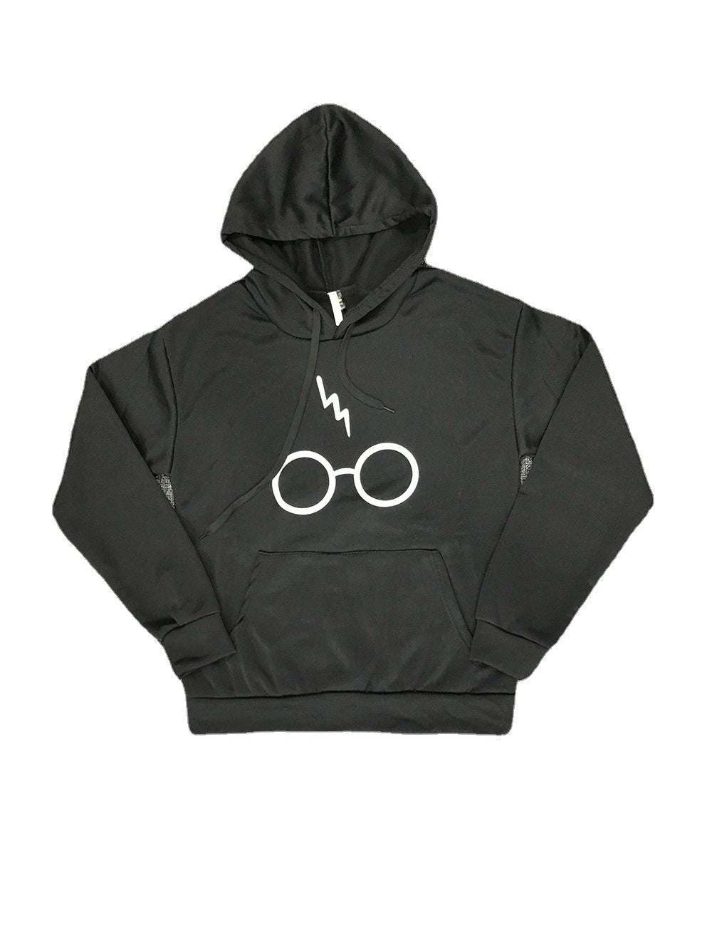 Cartoon Eyes Pattern Letter Print Hooded Long-sleeved Sweater