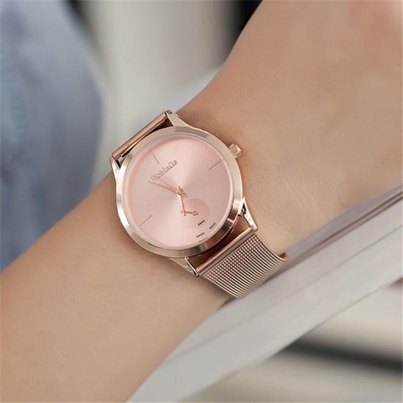 Fashion Alloy Belt Mesh Watch Unisex women&