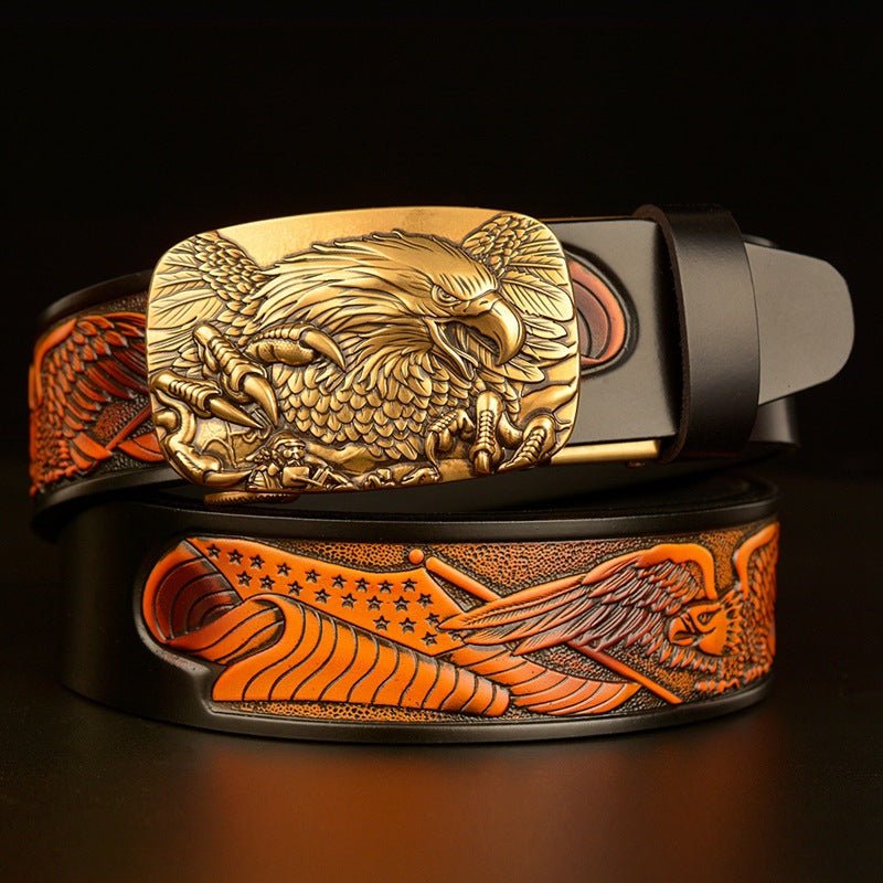 Fashion Temperament Eagle Head Automatic Buckle Men&