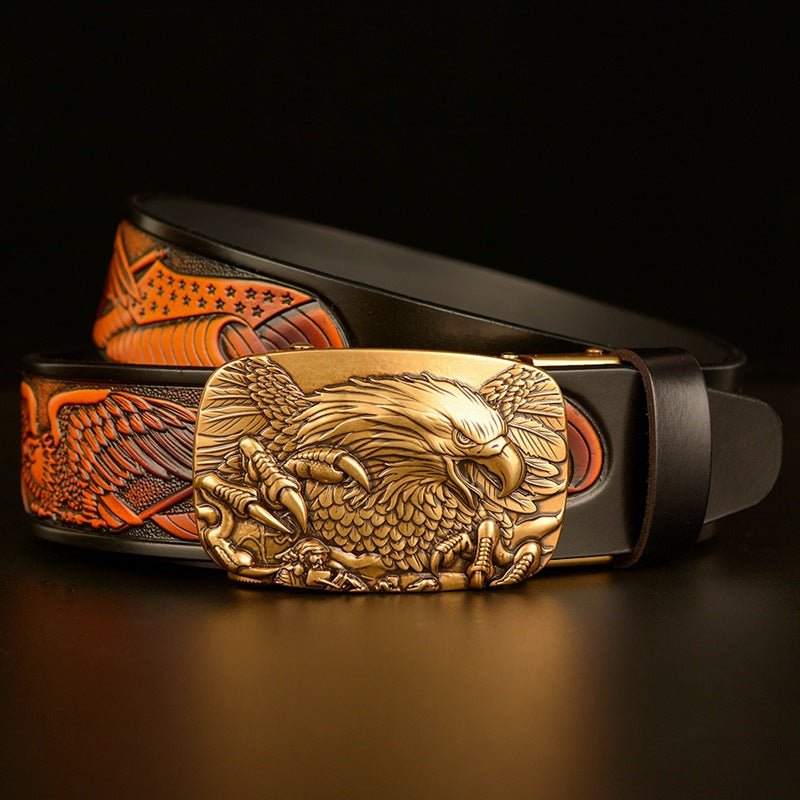 Fashion Temperament Eagle Head Automatic Buckle Men&