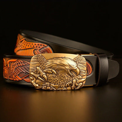 Fashion Temperament Eagle Head Automatic Buckle Men&