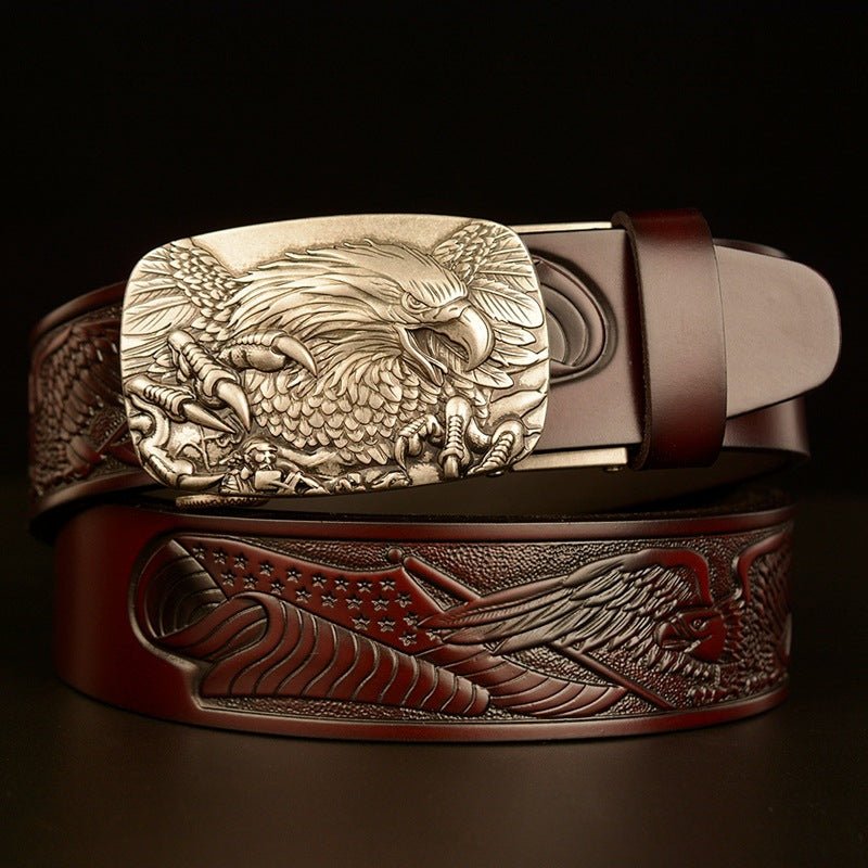 Fashion Temperament Eagle Head Automatic Buckle Men&