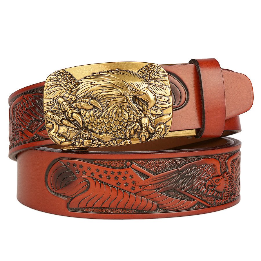 Fashion Temperament Eagle Head Automatic Buckle Men&
