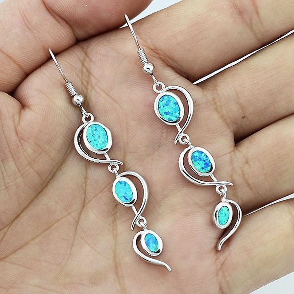 HAIMIS Hot Sale Blue Fire Opal For Women Fashion Jewelry Earrings - Heart Free Gift Box