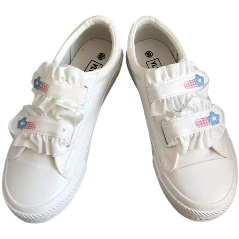 Japanese Velcro Sneakers Women Net Red White Shoes Canvas Shoes