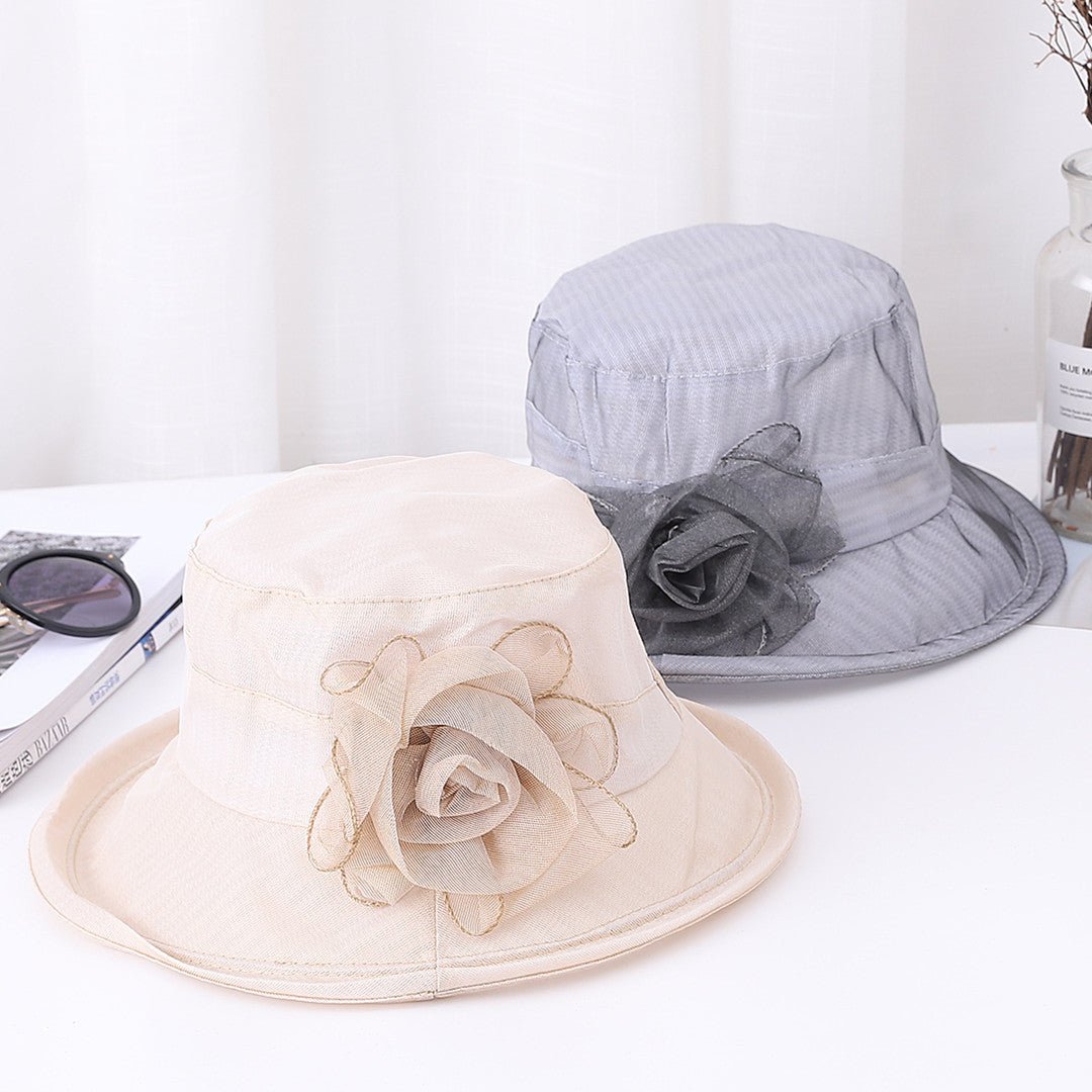 Ladies Organ Mesh Flower Top Hat Shade Foldable